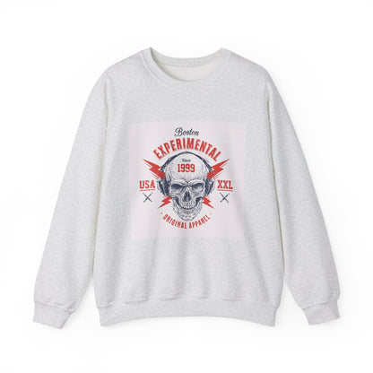 Vintage-Inspired Crewneck Sweatshirt - Boston Experimental Skull Design