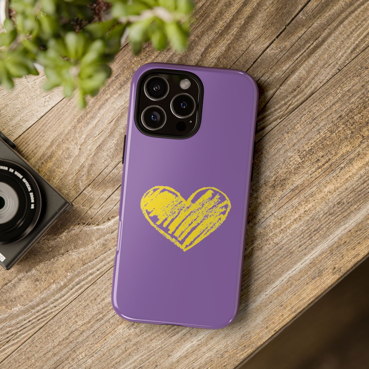 Yellow Heart, Purple Phone Case