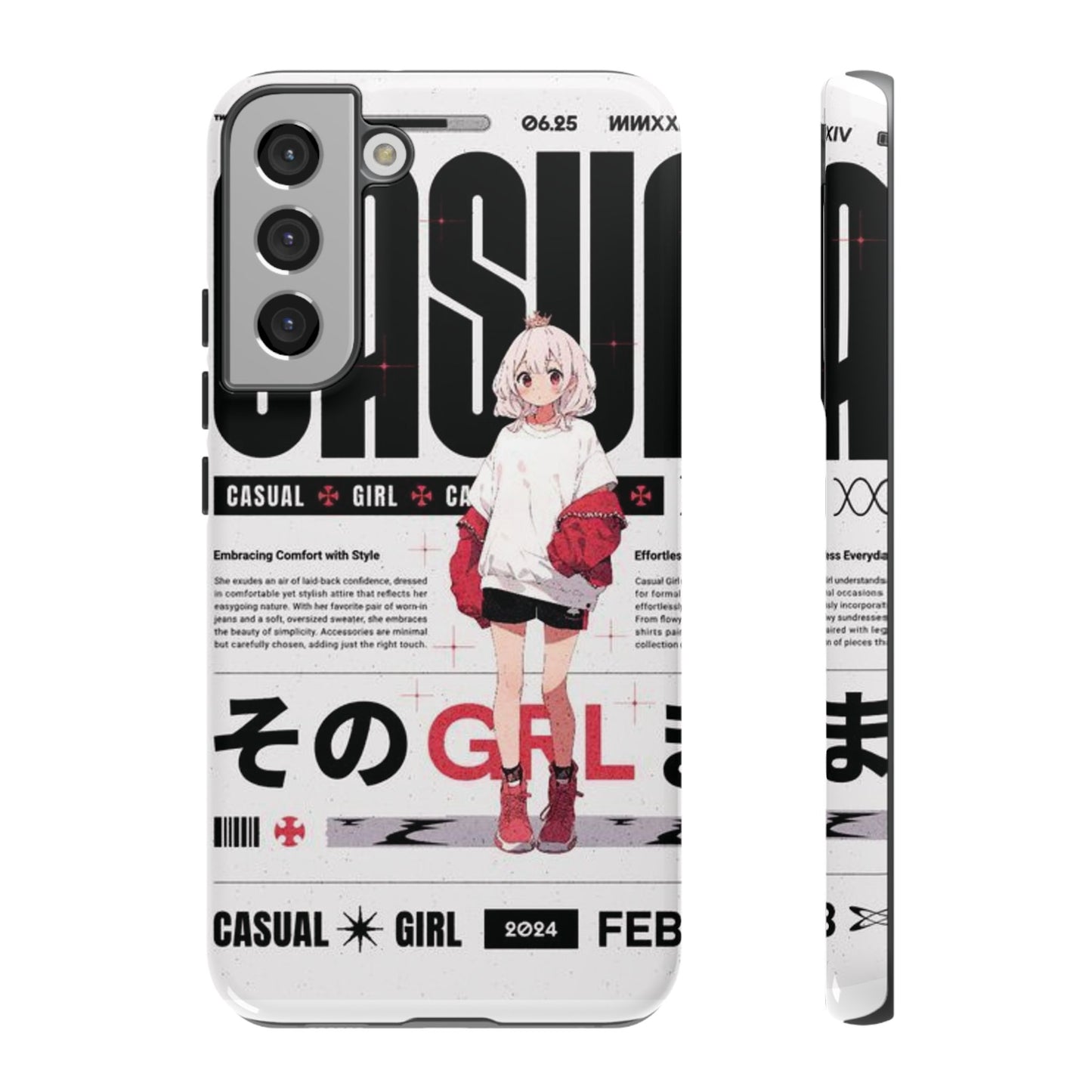 "Casual Girl" Anime Phone Cases for iPhone, Samsung Galaxy, and Google Pixel, Pick your size