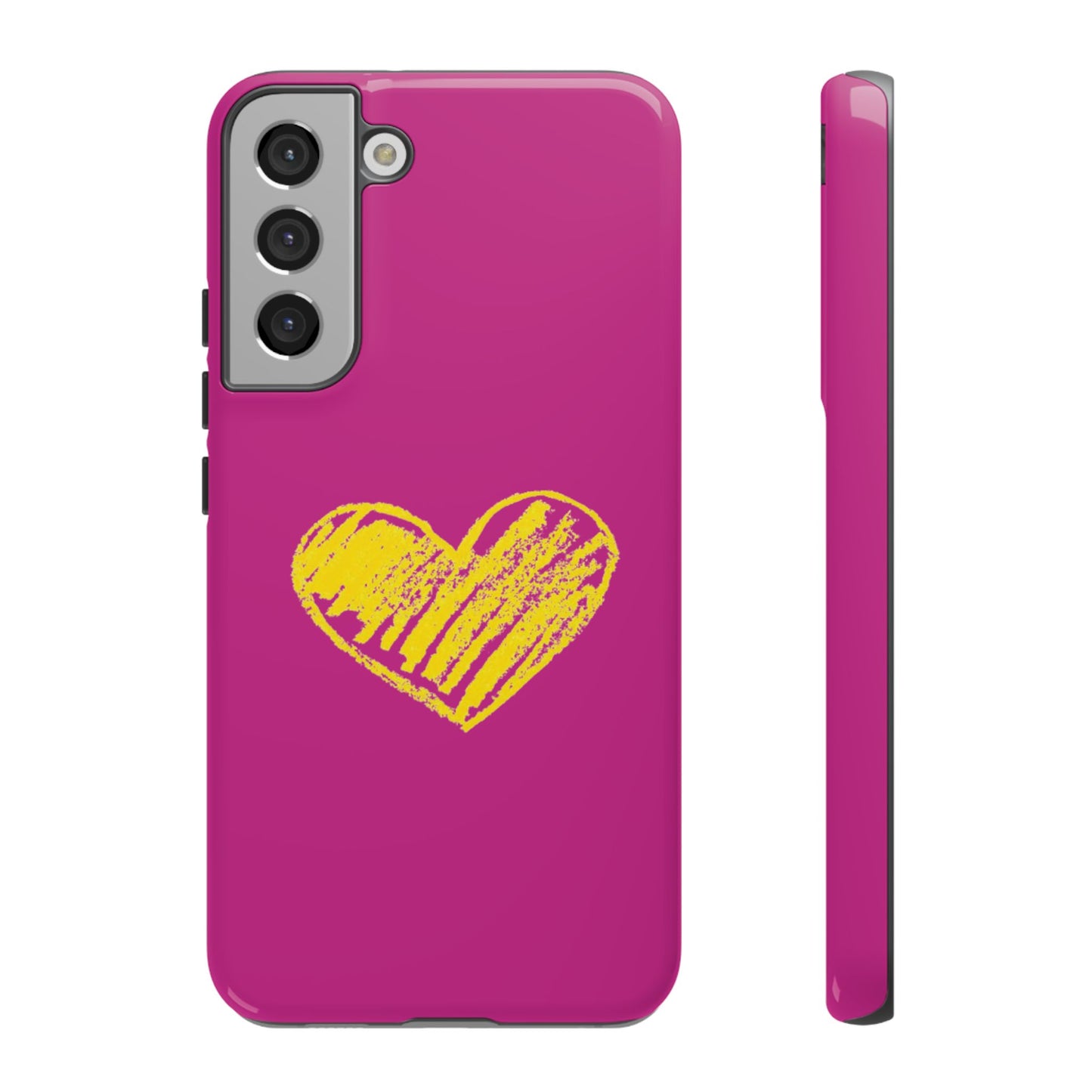 Yellow Heart, Pink Phone Case