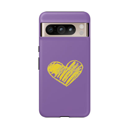 Yellow Heart, Purple Phone Case