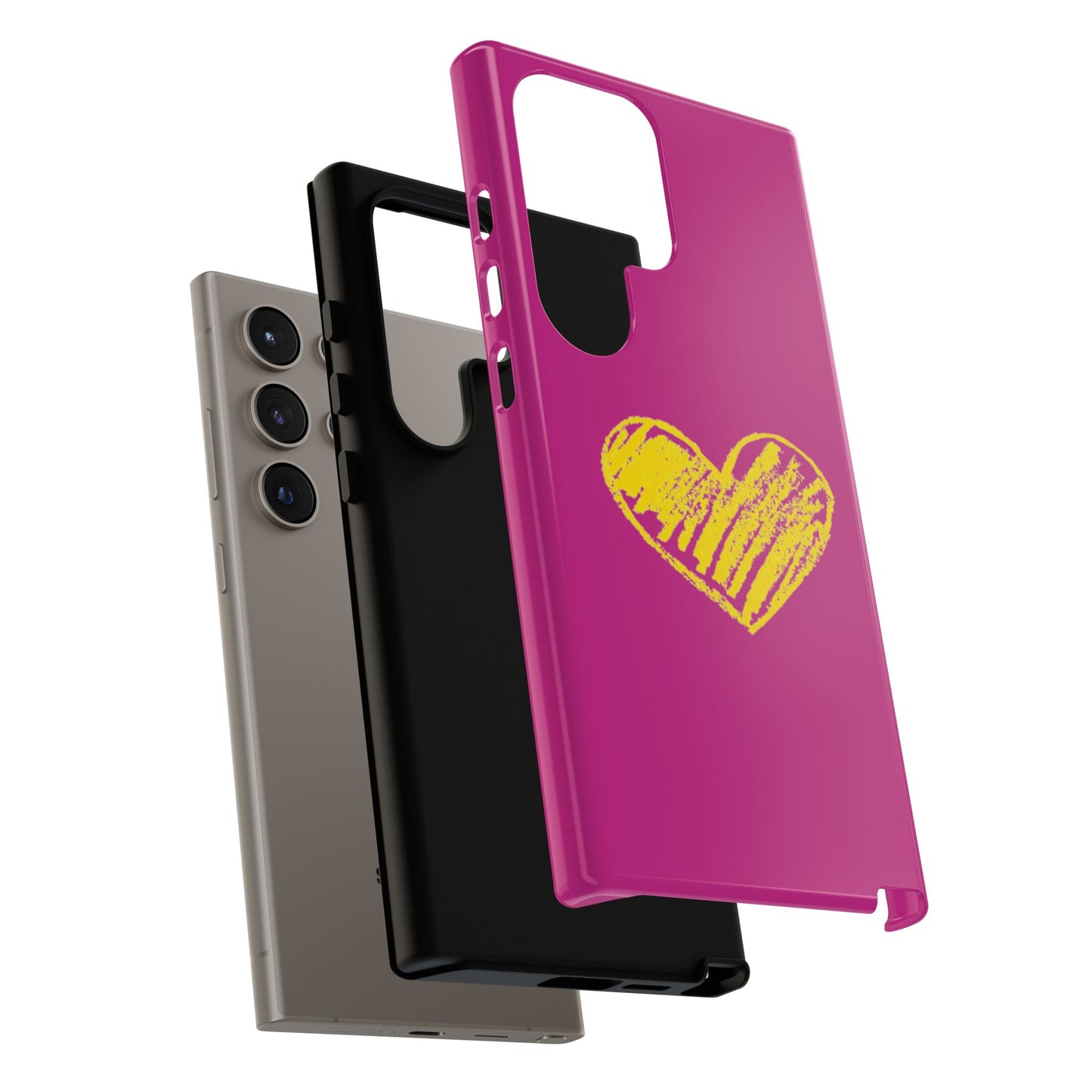 Yellow Heart, Pink Phone Case