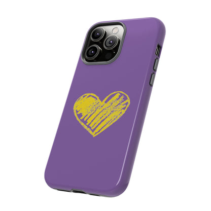 Yellow Heart, Purple Phone Case