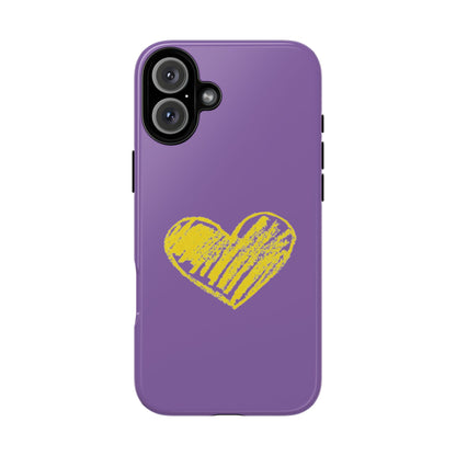 Yellow Heart, Purple Phone Case