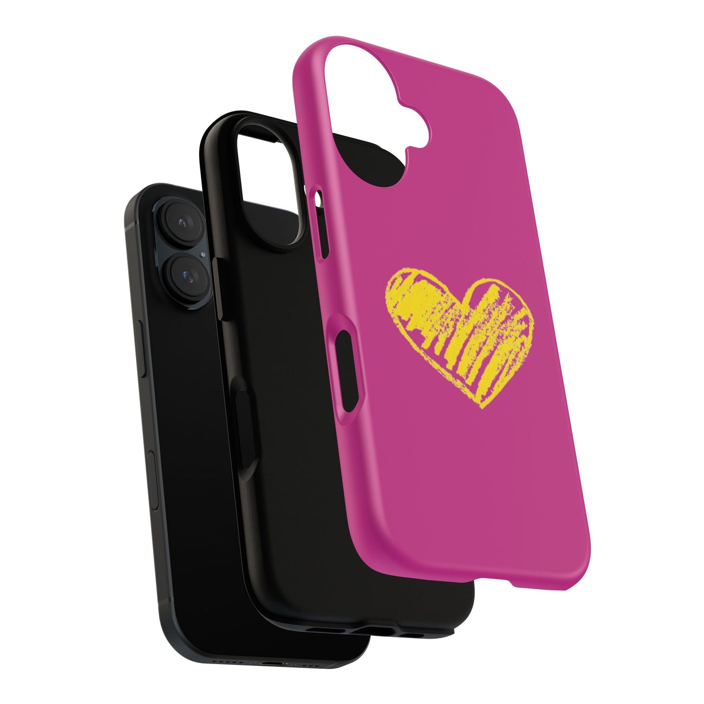 Yellow Heart, Pink Phone Case