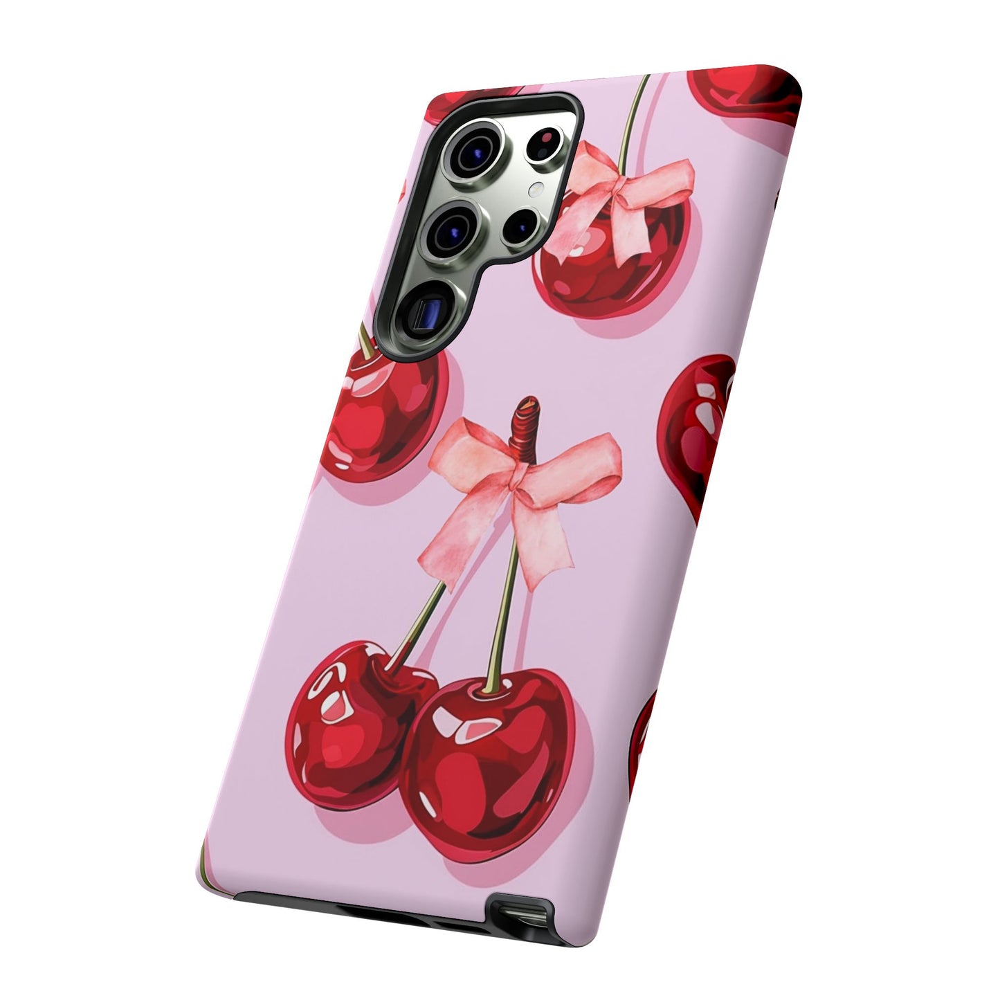 Cherry Ribbon Phone Cases for iPhone, Samsung Galaxy, and Google Pixel