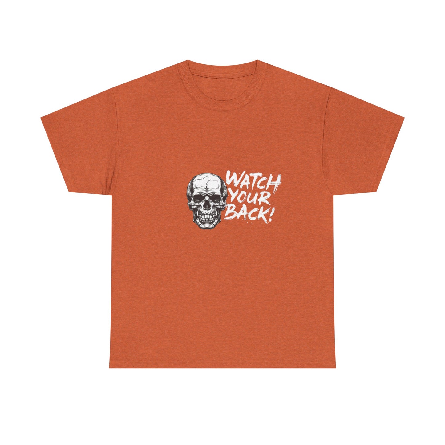 'Watch Your Back!' Skull Design, Perfect for Halloween - Unisex Heavy Cotton Tee