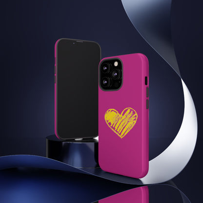 Yellow Heart, Pink Phone Case