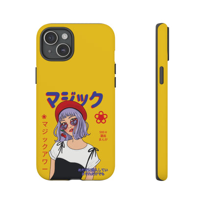 "Anime Cool Girl" Yellow Phone Cases – Bold, Stylish & Made for Any Phone! 💛✨ Pick Your Perfect Fit! -  iPhone, Samsung Galaxy, and Google Pixel