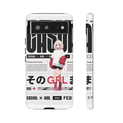 "Casual Girl" Anime Phone Cases for iPhone, Samsung Galaxy, and Google Pixel, Pick your size