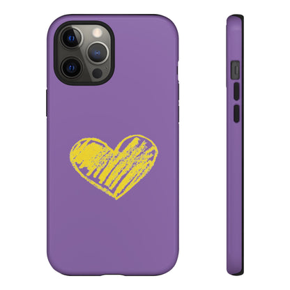 Yellow Heart, Purple Phone Case