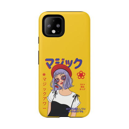 "Anime Cool Girl" Yellow Phone Cases – Bold, Stylish & Made for Any Phone! 💛✨ Pick Your Perfect Fit! -  iPhone, Samsung Galaxy, and Google Pixel