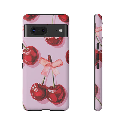 Cherry Ribbon Phone Cases for iPhone, Samsung Galaxy, and Google Pixel