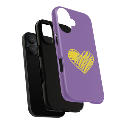 Yellow Heart, Purple Phone Case