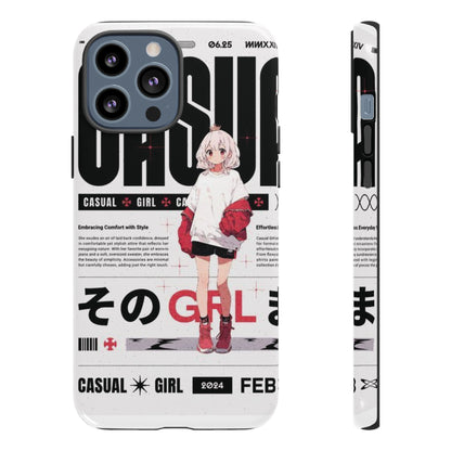 "Casual Girl" Anime Phone Cases for iPhone, Samsung Galaxy, and Google Pixel, Pick your size