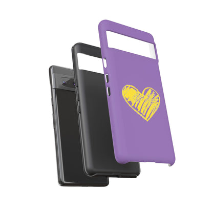 Yellow Heart, Purple Phone Case