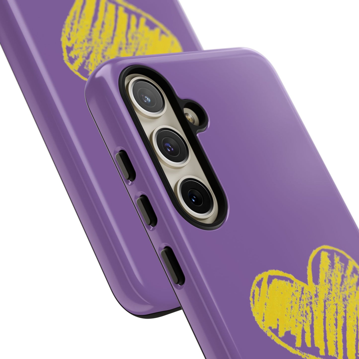 Yellow Heart, Purple Phone Case