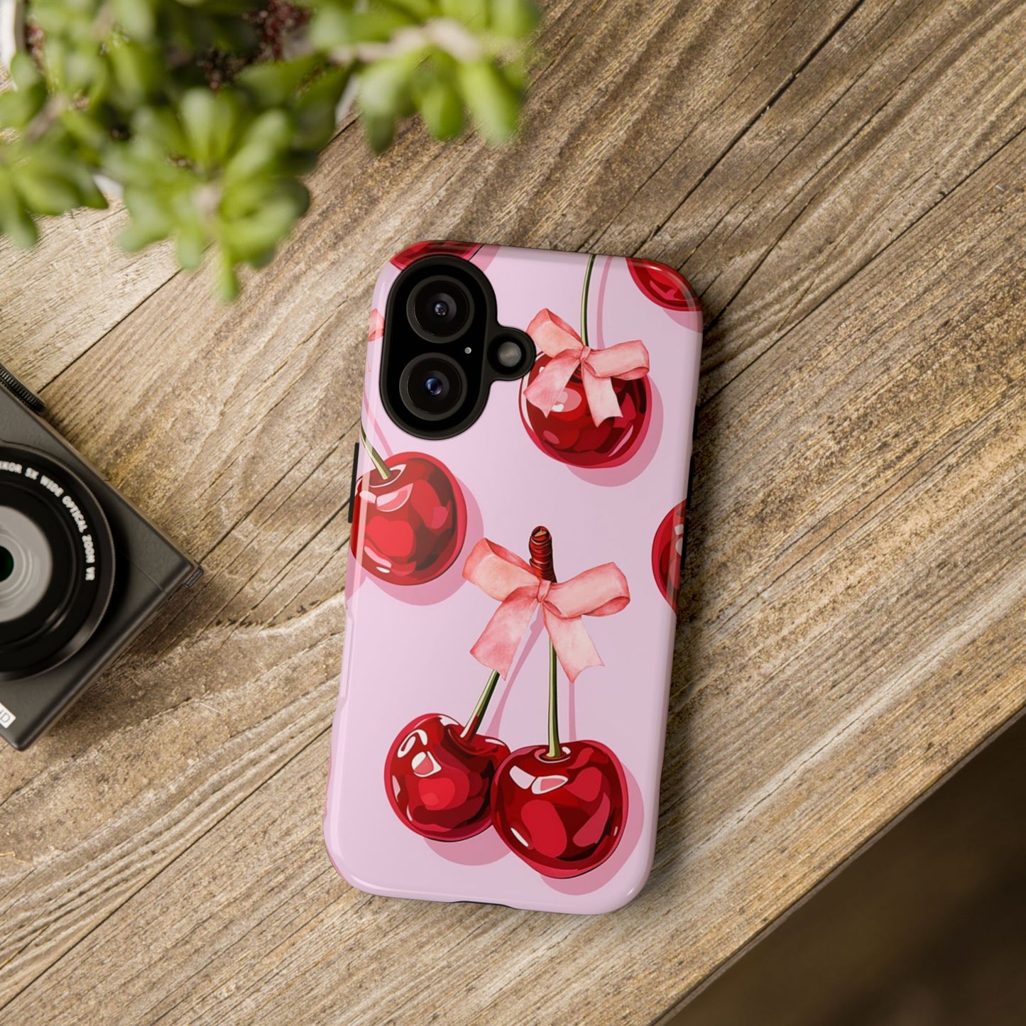 Cherry Ribbon Phone Cases for iPhone, Samsung Galaxy, and Google Pixel