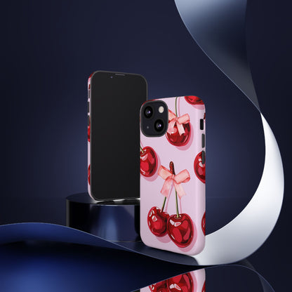 Cherry Ribbon Phone Cases for iPhone, Samsung Galaxy, and Google Pixel