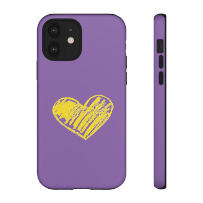 Yellow Heart, Purple Phone Case