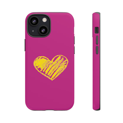 Yellow Heart, Pink Phone Case