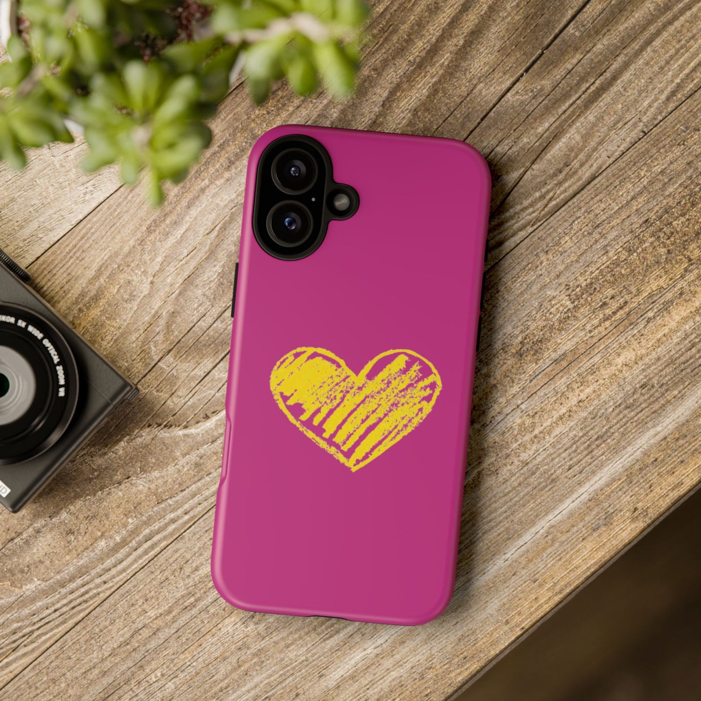 Yellow Heart, Pink Phone Case