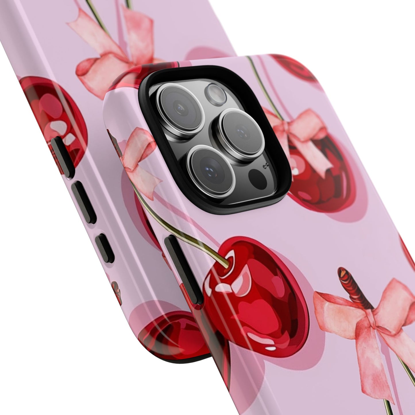 Cherry Ribbon Phone Cases for iPhone, Samsung Galaxy, and Google Pixel