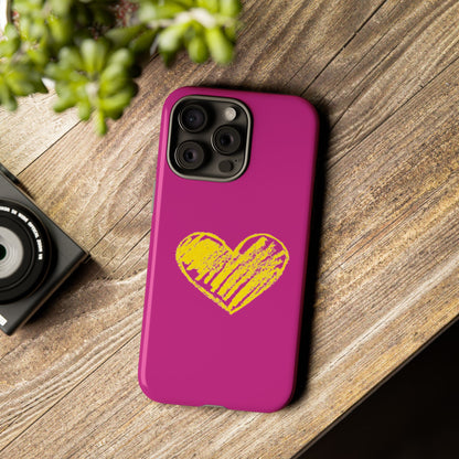 Yellow Heart, Pink Phone Case