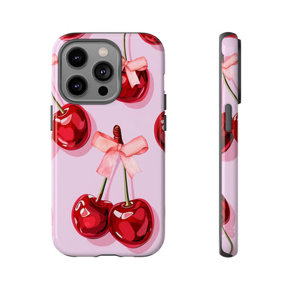 Cherry Ribbon Phone Cases for iPhone, Samsung Galaxy, and Google Pixel