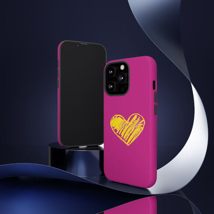 Yellow Heart, Pink Phone Case