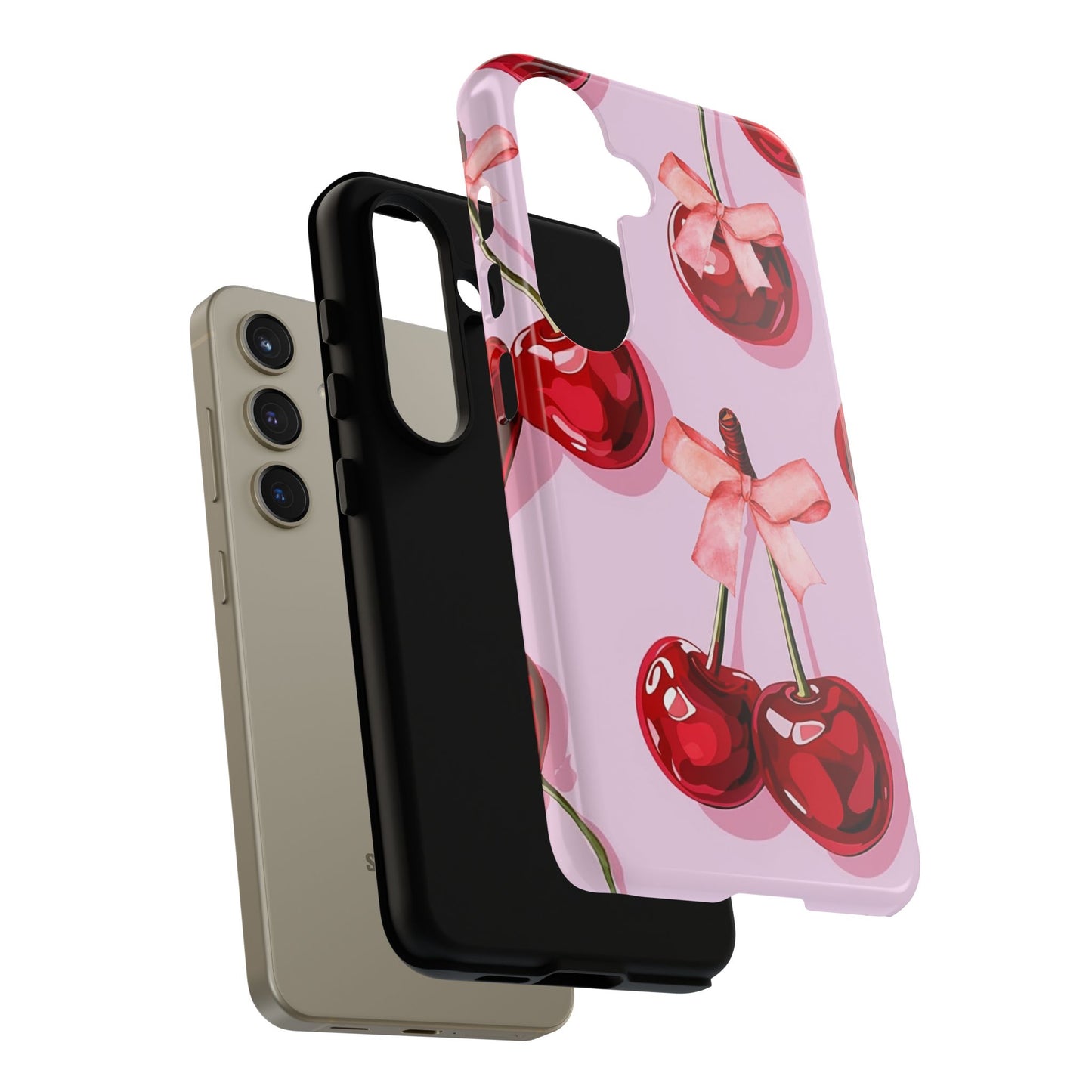 Cherry Ribbon Phone Cases for iPhone, Samsung Galaxy, and Google Pixel