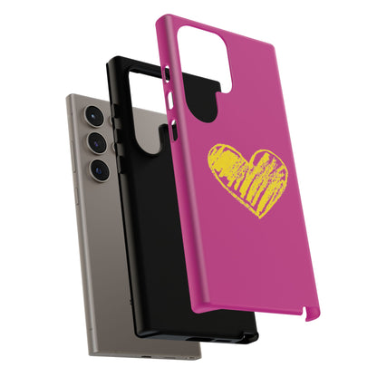 Yellow Heart, Pink Phone Case