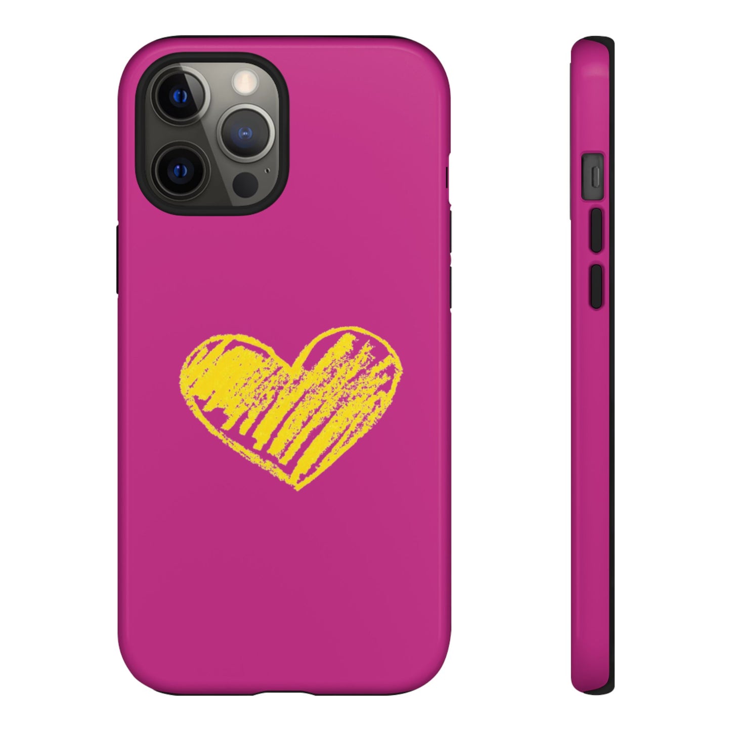 Yellow Heart, Pink Phone Case