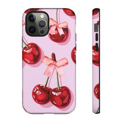 Cherry Ribbon Phone Cases for iPhone, Samsung Galaxy, and Google Pixel