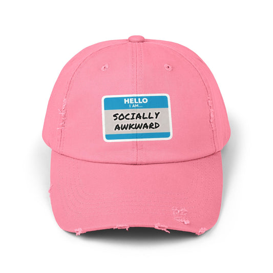 "Hello, I Am Socially Awkward" | Unisex Distressed Cap