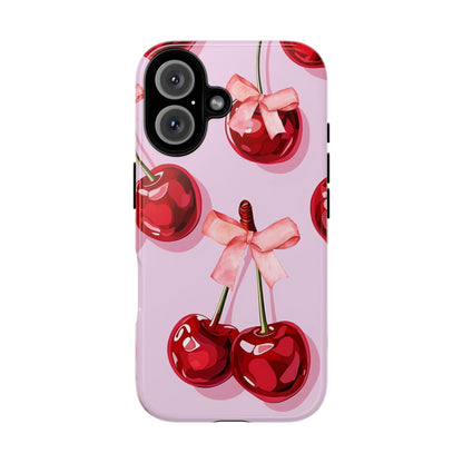 Cherry Ribbon Phone Cases for iPhone, Samsung Galaxy, and Google Pixel