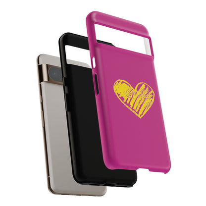 Yellow Heart, Pink Phone Case