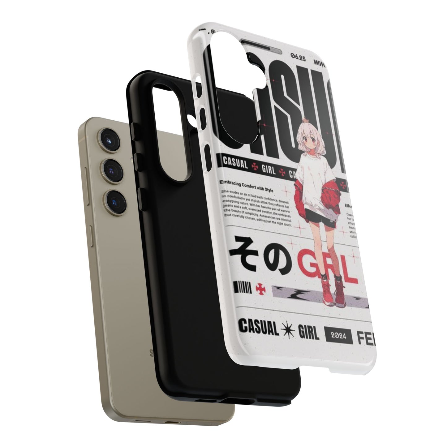 "Casual Girl" Anime Phone Cases for iPhone, Samsung Galaxy, and Google Pixel, Pick your size