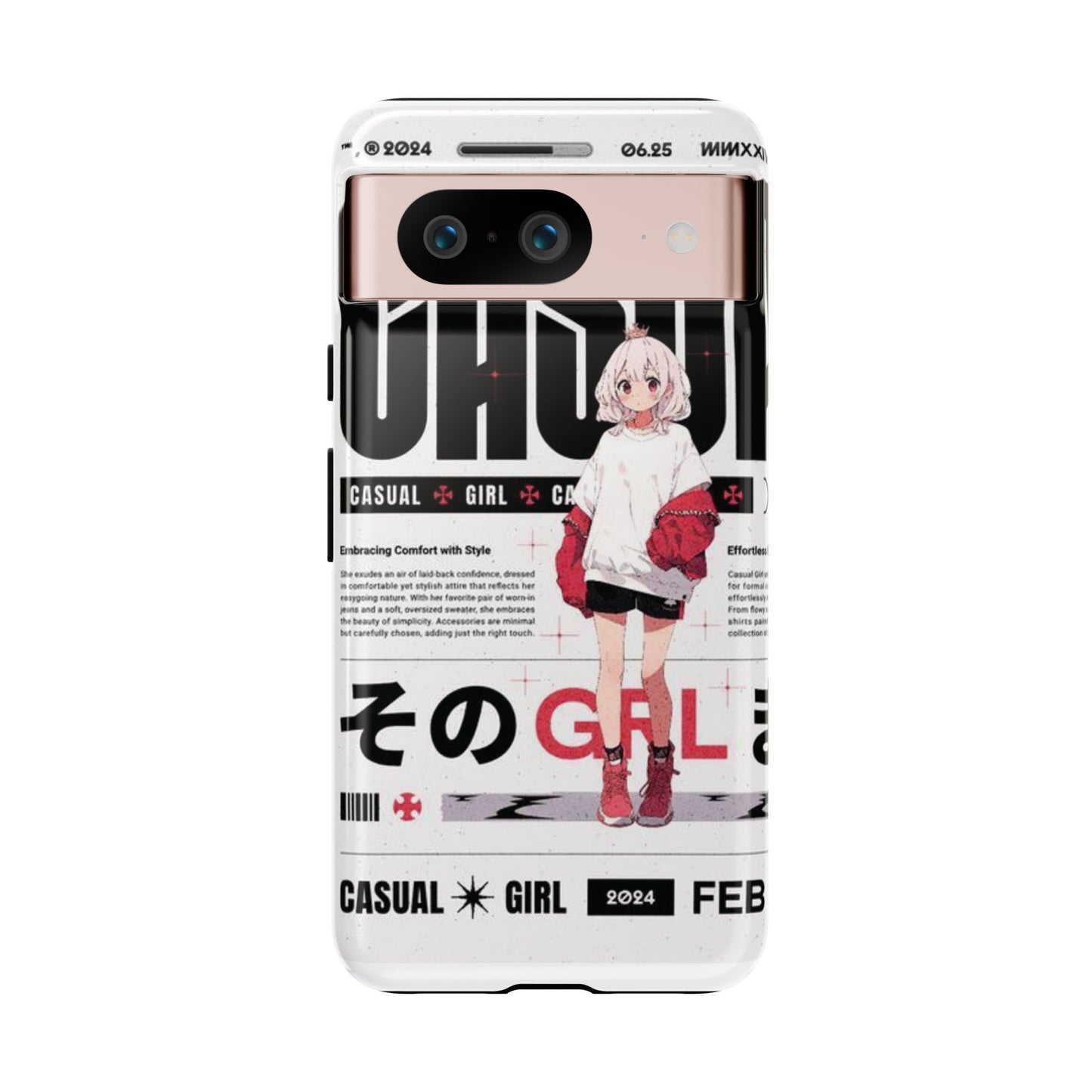 "Casual Girl" Anime Phone Cases for iPhone, Samsung Galaxy, and Google Pixel, Pick your size