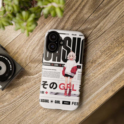 "Casual Girl" Anime Phone Cases for iPhone, Samsung Galaxy, and Google Pixel, Pick your size