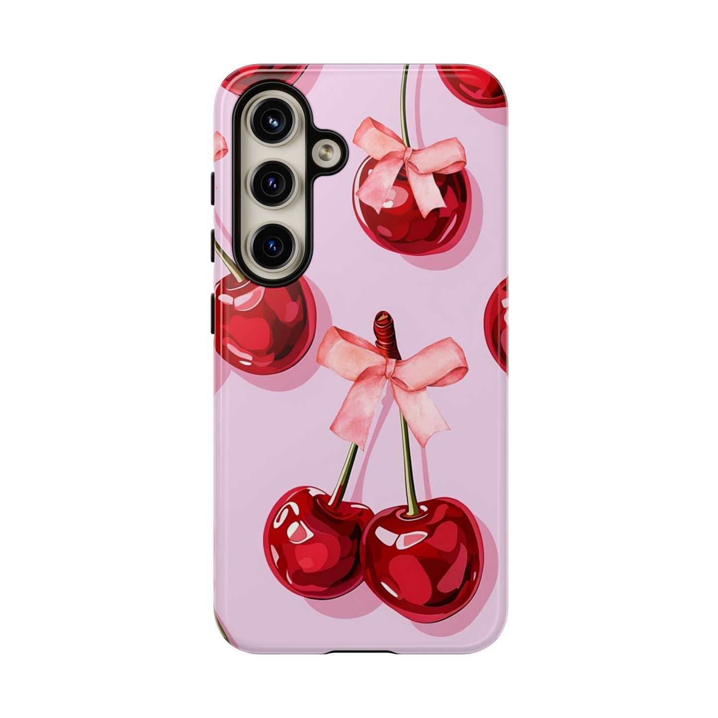 Cherry Ribbon Phone Cases for iPhone, Samsung Galaxy, and Google Pixel