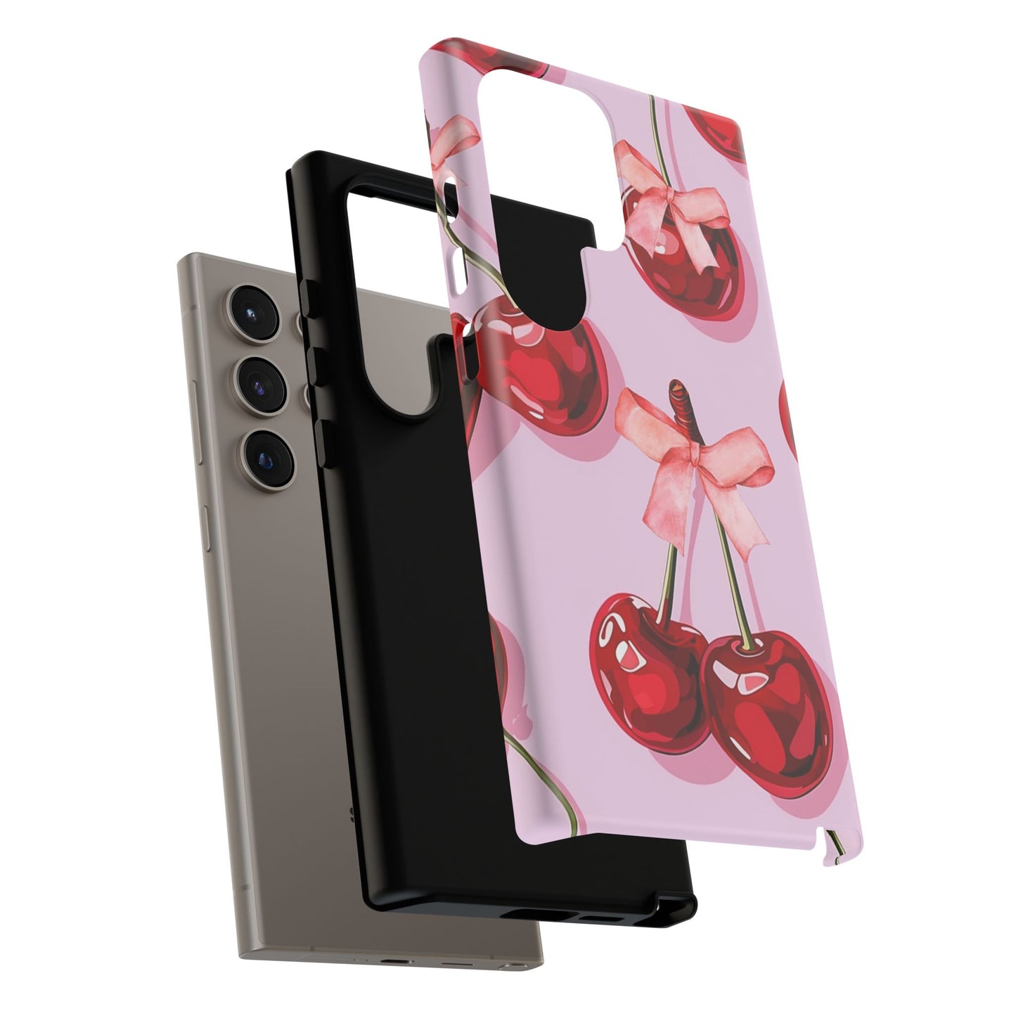 Cherry Ribbon Phone Cases for iPhone, Samsung Galaxy, and Google Pixel