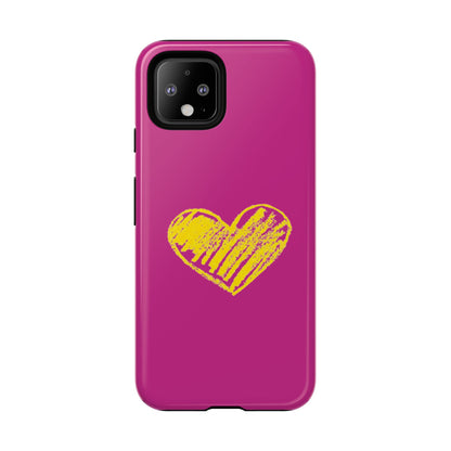 Yellow Heart, Pink Phone Case