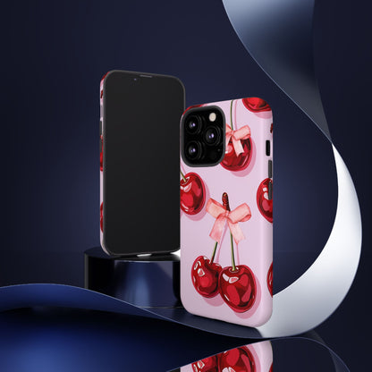 Cherry Ribbon Phone Cases for iPhone, Samsung Galaxy, and Google Pixel