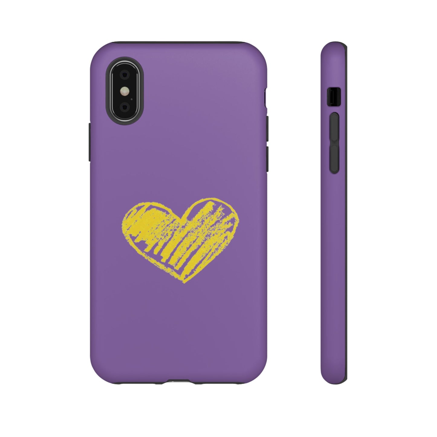 Yellow Heart, Purple Phone Case