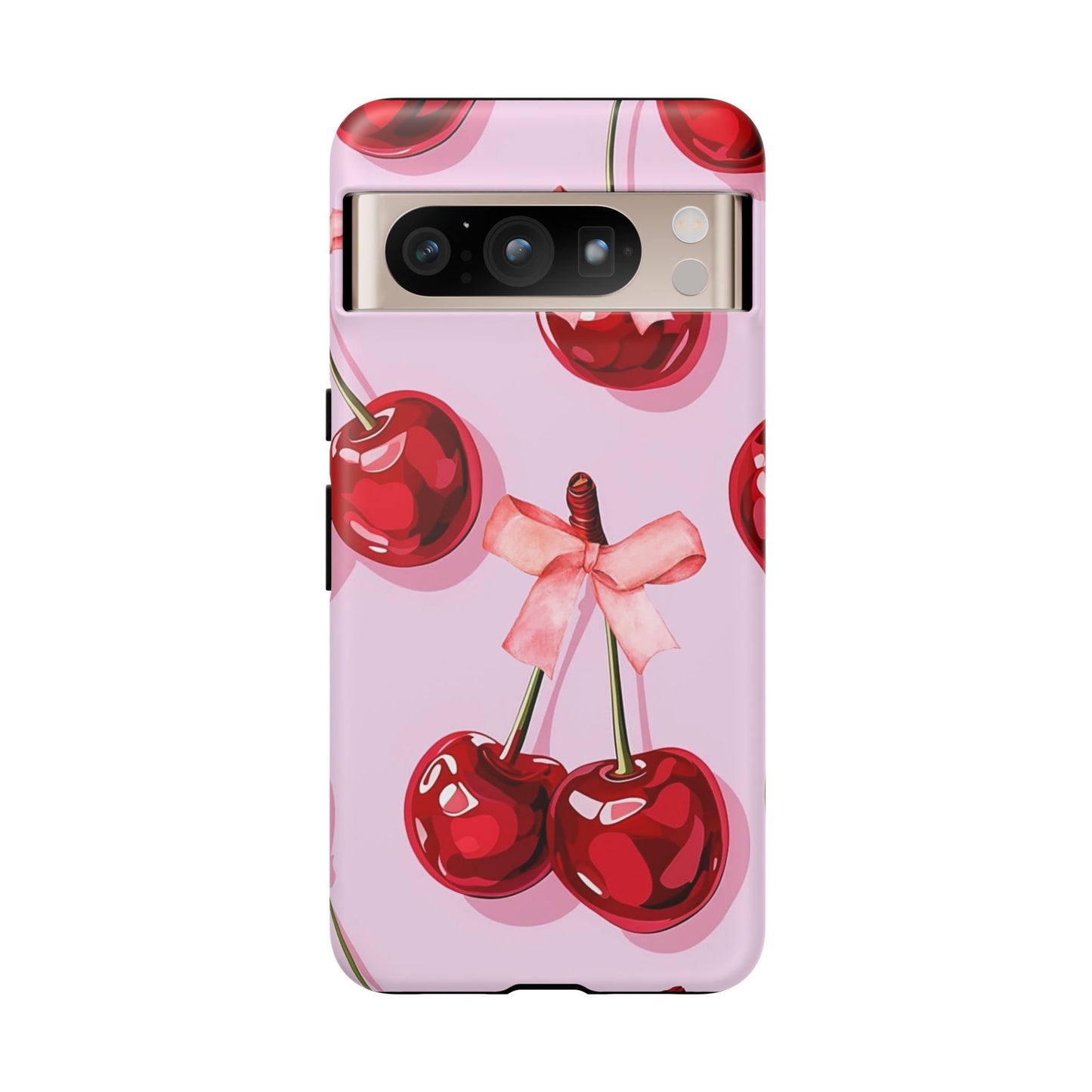 Cherry Ribbon Phone Cases for iPhone, Samsung Galaxy, and Google Pixel