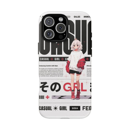 "Casual Girl" Anime Phone Cases for iPhone, Samsung Galaxy, and Google Pixel, Pick your size