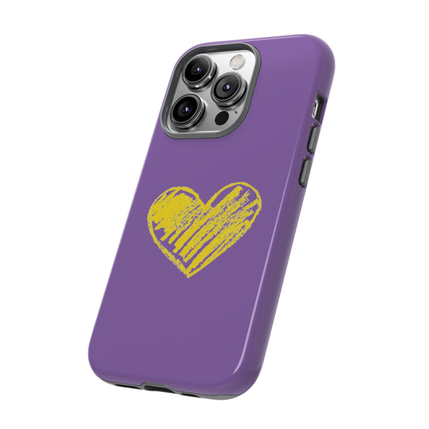 Yellow Heart, Purple Phone Case