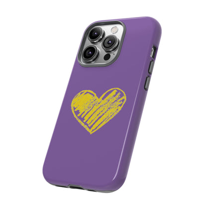 Yellow Heart, Purple Phone Case