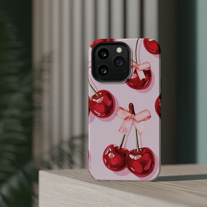 Cherry Ribbon Magnetic iPhone Caes - Durable, flexible, impact-resistant